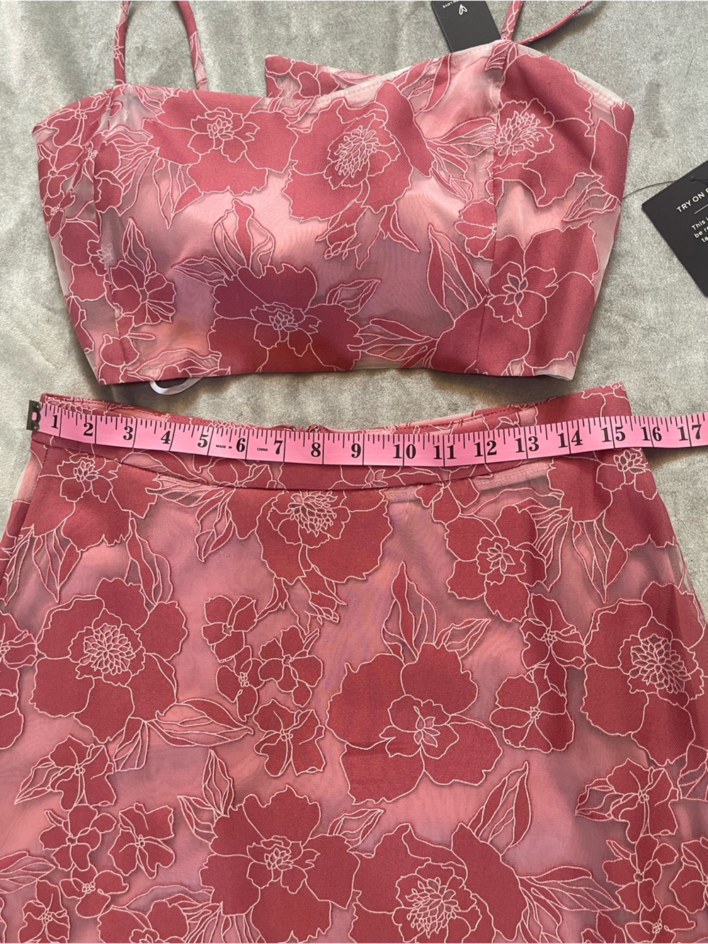 Lulus ✨ Certainly Stylish Mauve Pink Burnout Floral Two-Piece Midi Dress - Picture 12 of 16